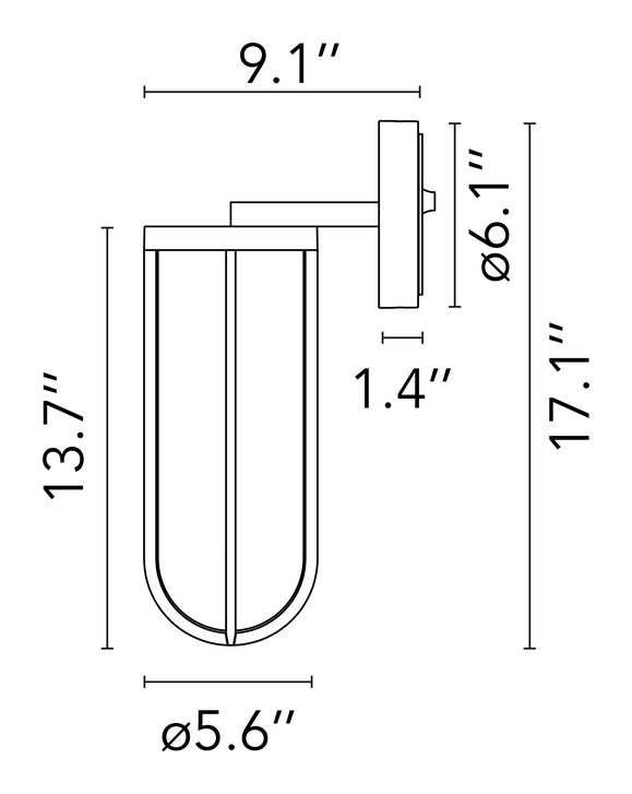 In Vitro Wall Lamp by Flos, size drawing