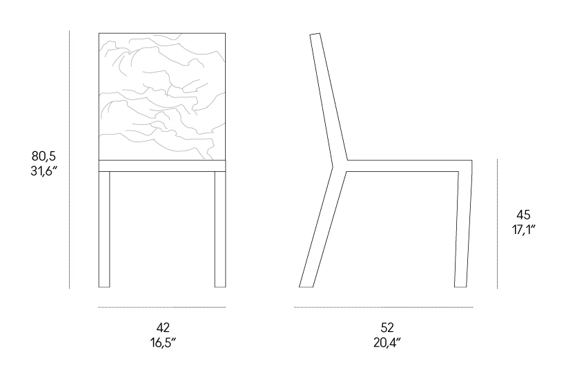 Rememberme Chair by Casamania, size drawing