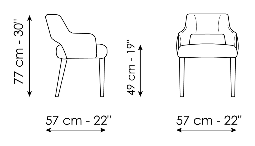 Mask Chair by Bonaldo, size drawing: Miss Mask