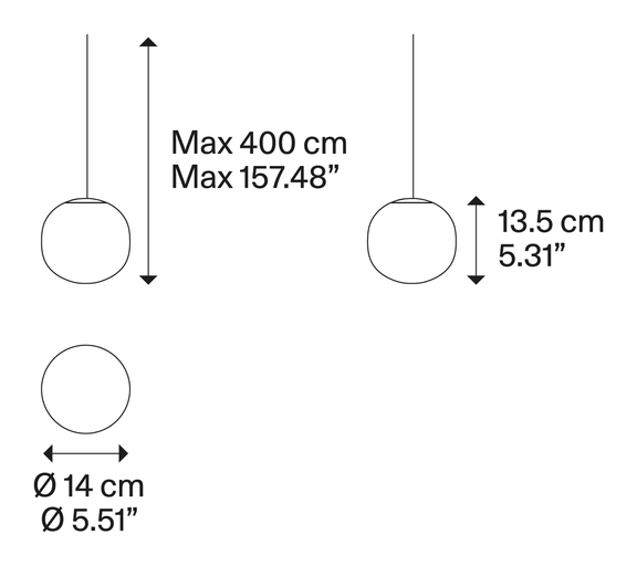 Volum Cluster Pendant Lamp by Lodes, size drawing: Volum 14