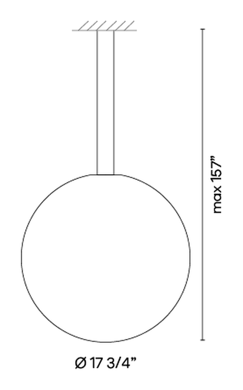 Circus Solo Ceiling and Pendant Lamps by Vibia, size drawing: Model 0187