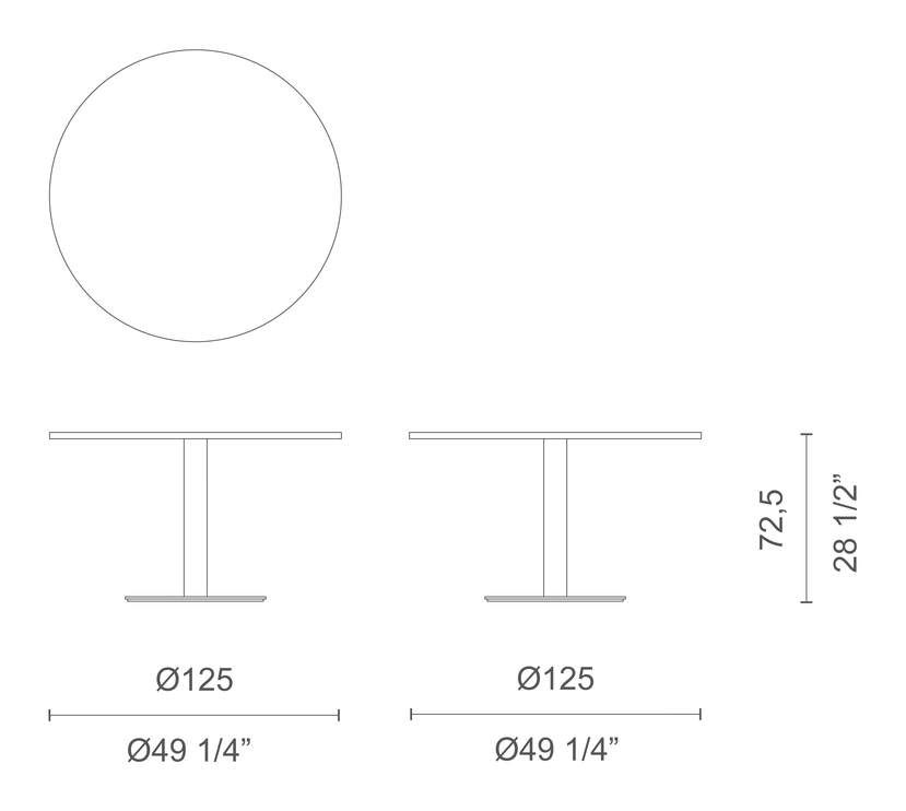 Break Table by Cappellini, size drawing: BBE1AL