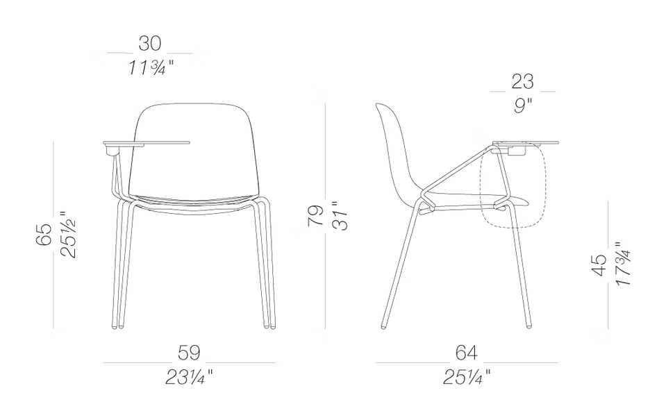 Seela S317 Chair by LaPalma, size drawing
