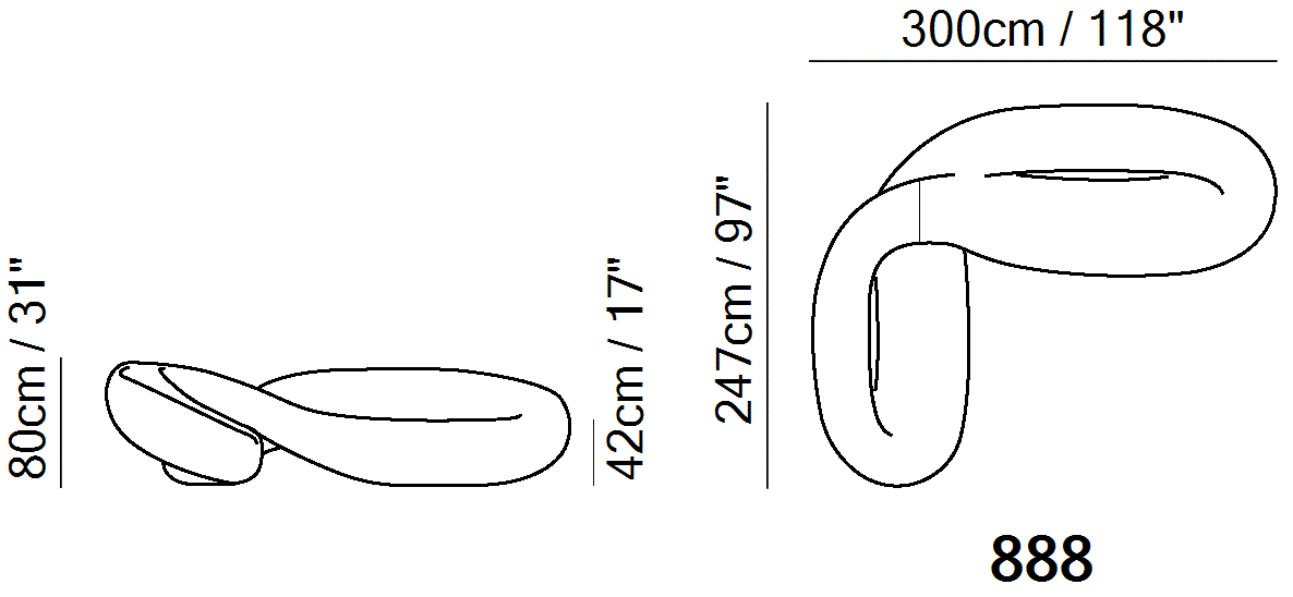 Infinito Sofa by Natuzzi Italia, size drawing