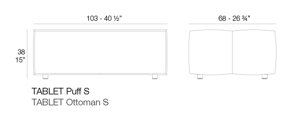 Tablet Sofa Modular by Vondom, size drawing