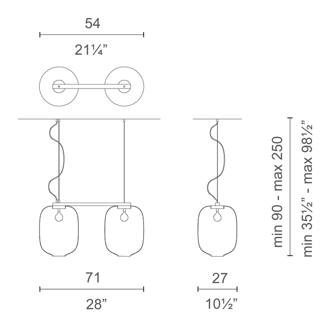 Arya Lamp by Cappellini, size drawing: PO_20052