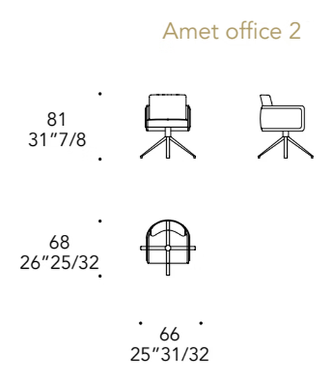 Amet Office Chair by Reflex, size drawing 1