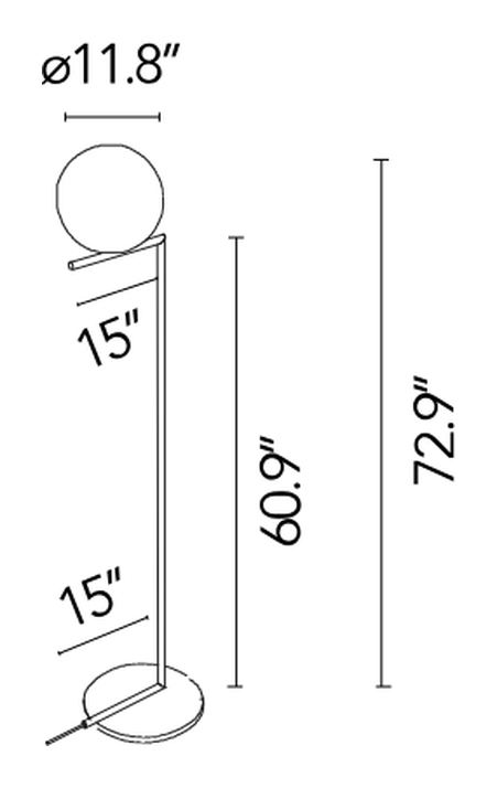 IC Lights Floor Lamp by Flos, size drawing: IC Lights F2