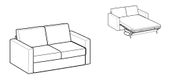 Freedom 2.0 Sofa Bed by Ditre Italia, size drawing: 2-seater sofa bed