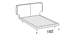 Skin Bed by Ditre Italia, size drawing: Double size bed for 160x200 cm mattress