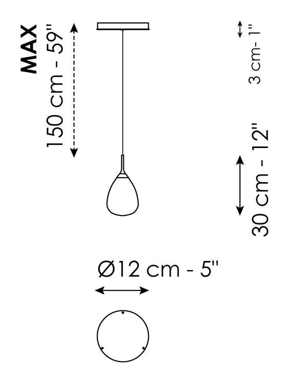 Gocce Pendant by Bonaldo, size drawing: Gocce - 1 light