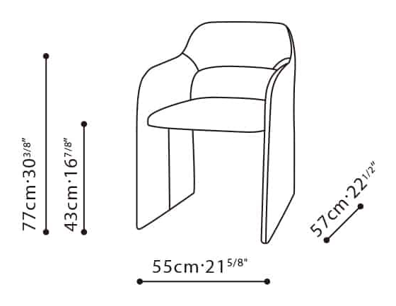 Echo Petite Chair by Camerich, size drawing