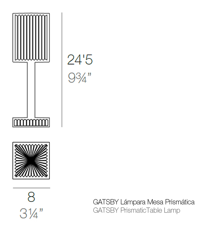 Gatsby Prisma Table Lamp by Vondom, size drawing