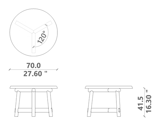 Hydra Coffee Table by Talenti, size drawing: Ø 70