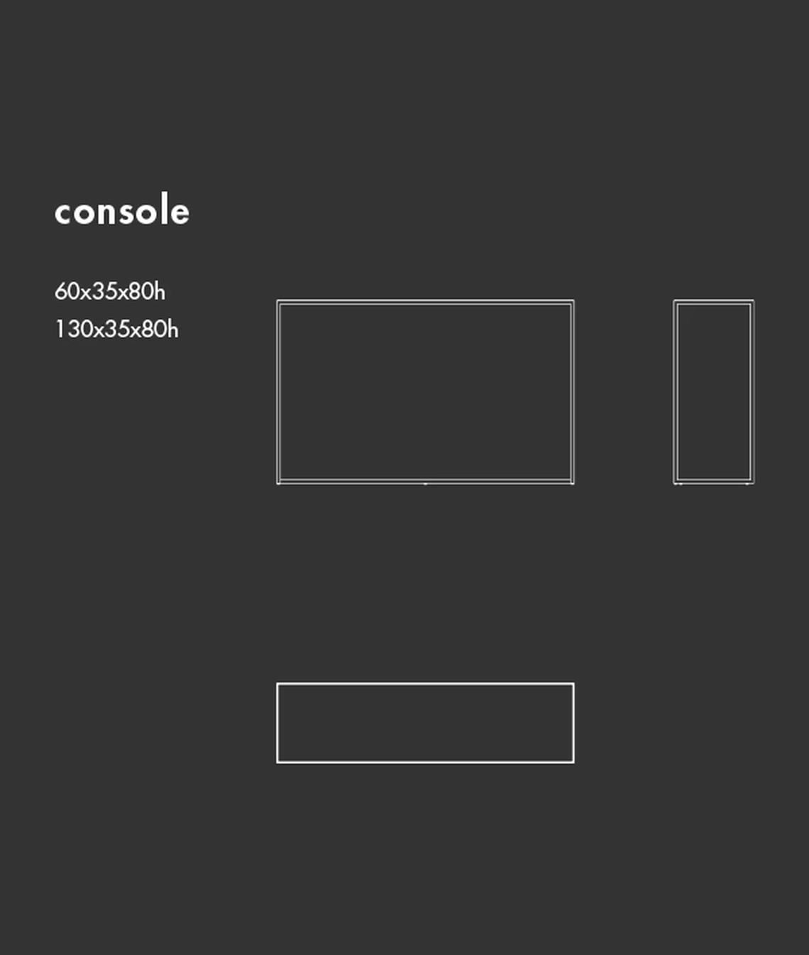 Quadro Console Table by Sovet, size drawing