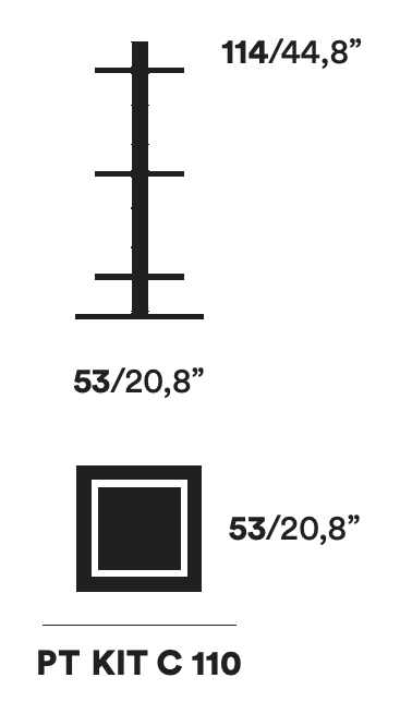 Ptolomeo x4 Bookcase by Opinion Ciatti, size drawing: PT KIT C 110