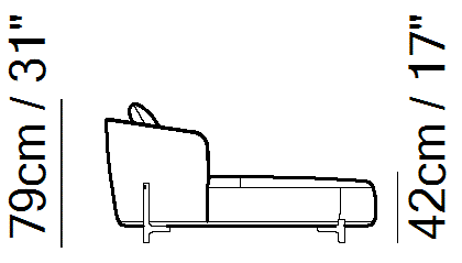 Amalia Loveseat by Natuzzi Italia, size drawing