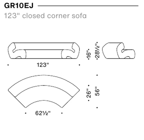 Gruuve Sofa by Moroso, size drawing 4
