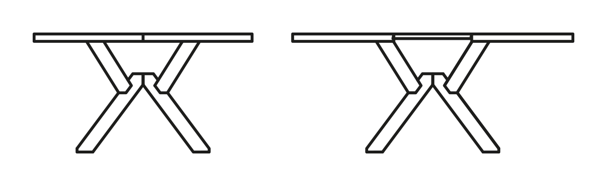 Mikado Dining Table, Extendable by Connubia, size drawing