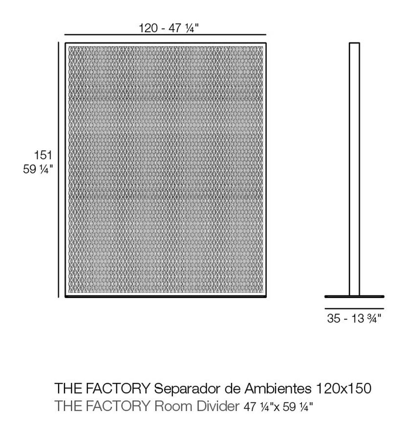The Factory Area Divider by Vondom, size drawing