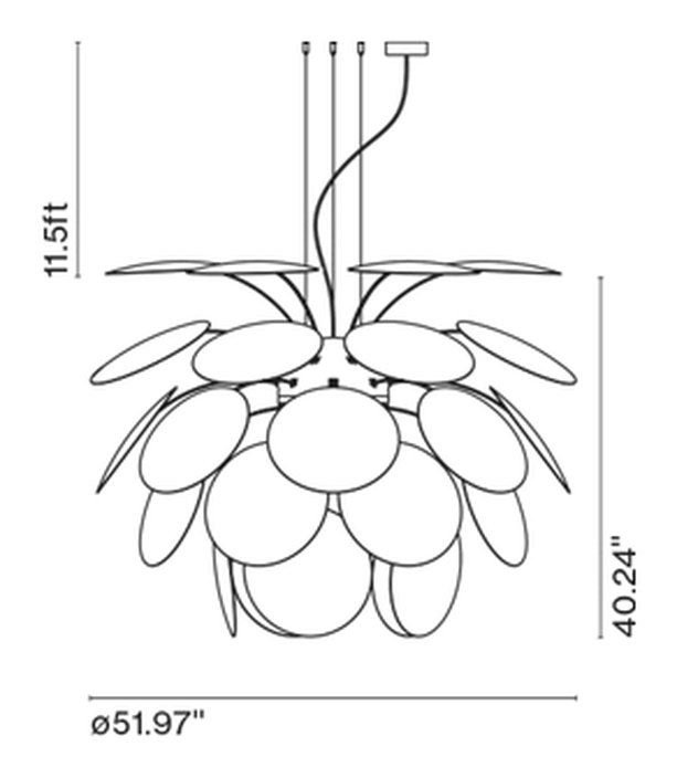 Discocó Pendant Lamp by Marset, size drawing: Discocó 132