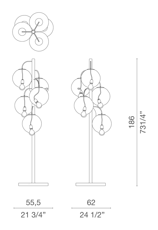 Meltdown Lamp by Cappellini, size drawing: PO_1402