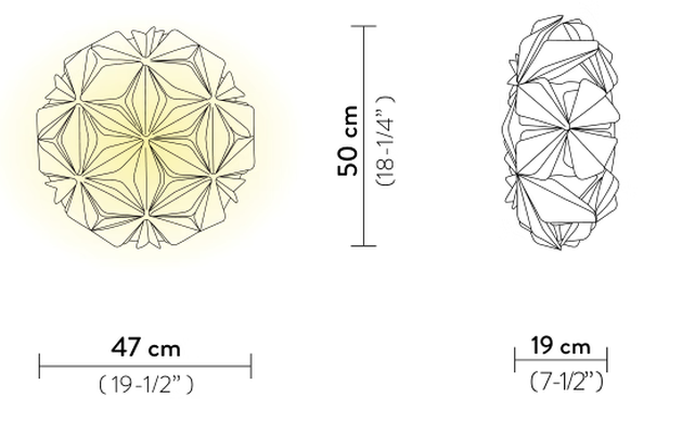 C'est La Vie Ceiling/Wall Lamp by Slamp, size drawing: C'est La Vie Ceiling/Wall Medium