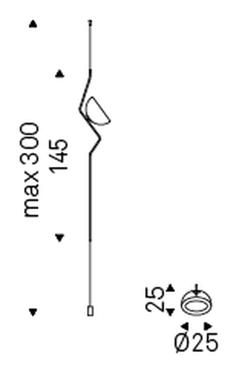 Tramonto Pendant Lamp by Cattelan Italia, size drawing