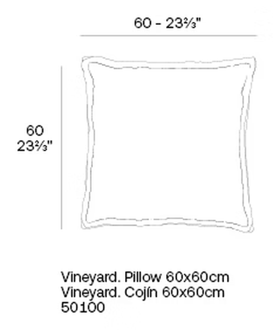 Vineyard Cushion by Vondom, size drawing
