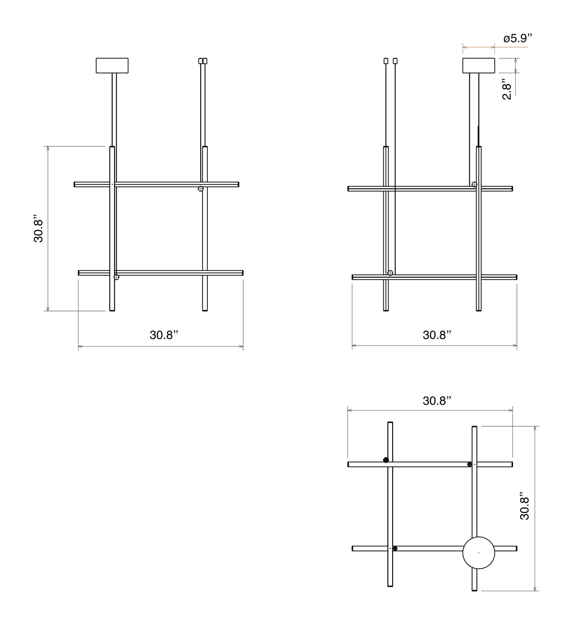 Coordinates Suspension Lamp by Flos, size drawing: Coordinates Suspension 3