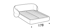 Clip Bed by Ditre Italia, size drawing: Queen size bed for 153x203 cm mattress
