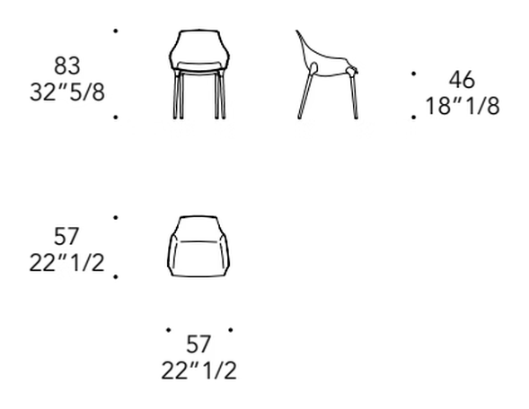Milady Dining Chair by Reflex, size drawing