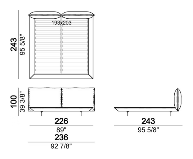 Auto-Reverse Dream Bed by Arketipo, size drawing 3