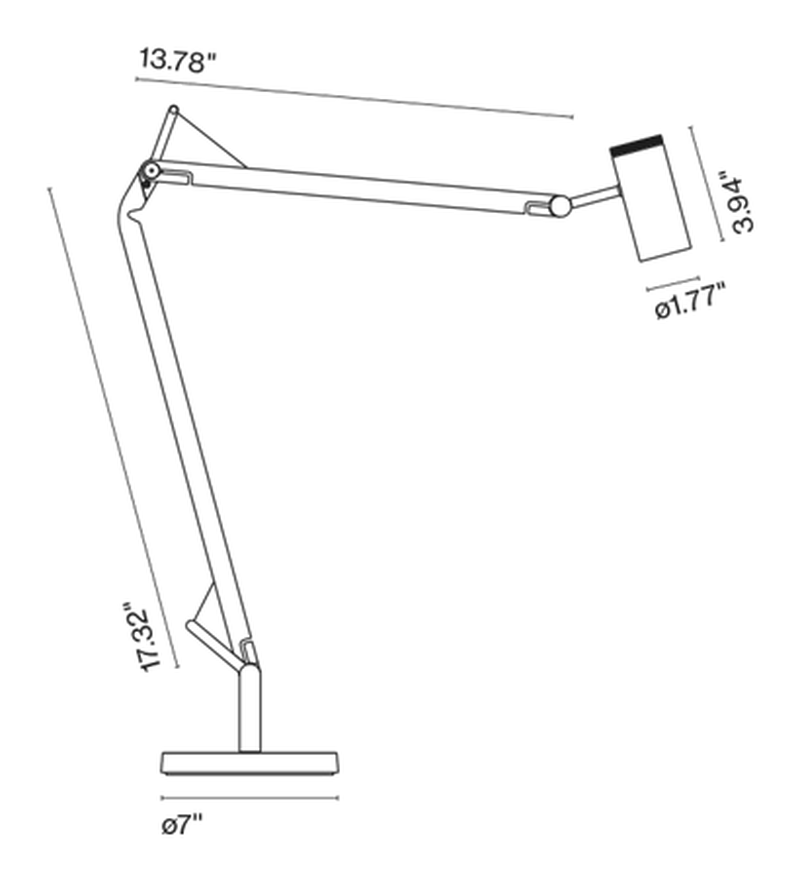 Polo Table Lamp by Marset, size drawing
