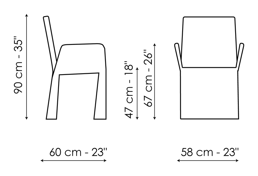 Ketch Chair by Bonaldo, size drawing: Miss Ketch