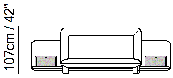 Flow Bed by Natuzzi Italia: Bed with electric slats mechanism 152X203 with boiserie, outline drawing with sizes