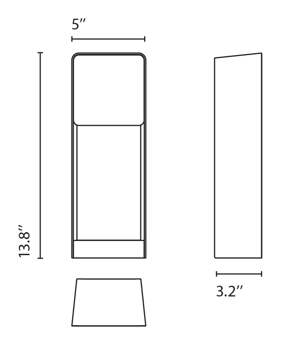 Lab Bollard Light by Marset, size drawing