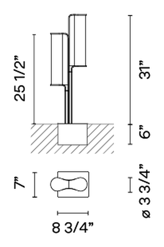 Class Outdoor Lighting Collection by Vibia, size drawing: Model 2805