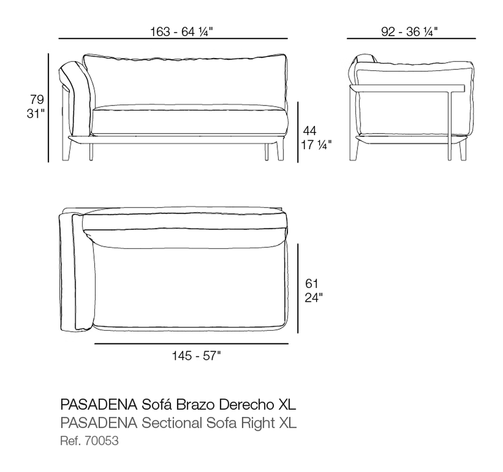 Pasadena Modular Sofa by Vondom, size drawing