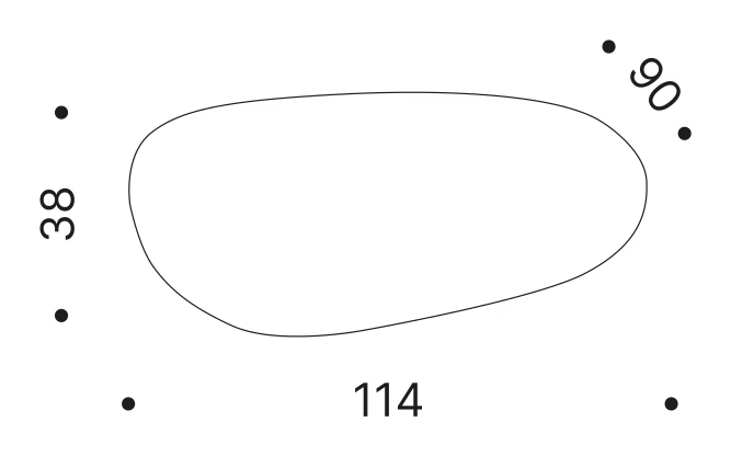 Koishi Coffee Table by Driade, size drawing