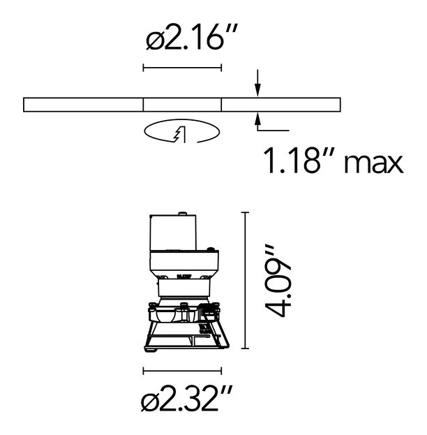 Easy Kap 50 Downlight by Flos, size drawing: Easy Kap Ø 50 Adjustable