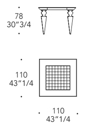 Scacchi 72 Chess Table by Reflex, size drawing