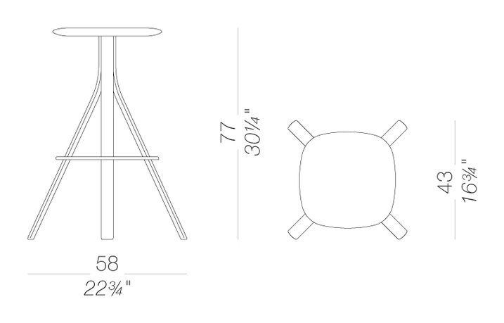 Lusto S461 Stool by LaPalma, size drawing