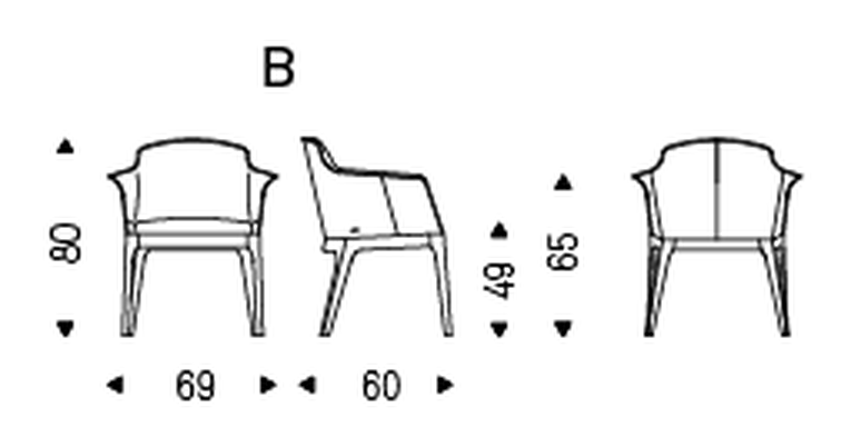 Musa Chair by Cattelan Italia, size drawing 2