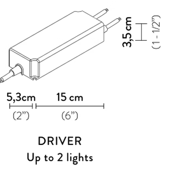 Nuvem Outdoor Lighting System by Slamp, size drawing: Driver Up to 2 lights