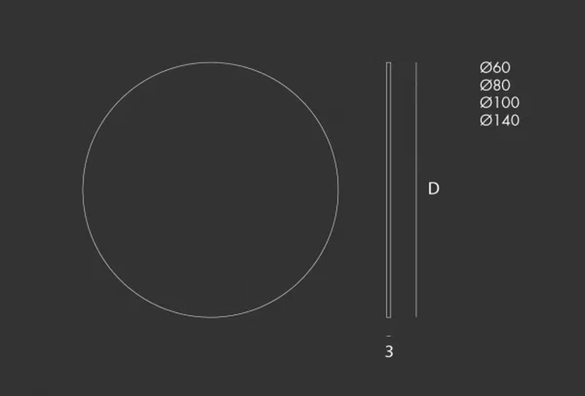 Boston Round Mirror by Sovet, size drawing