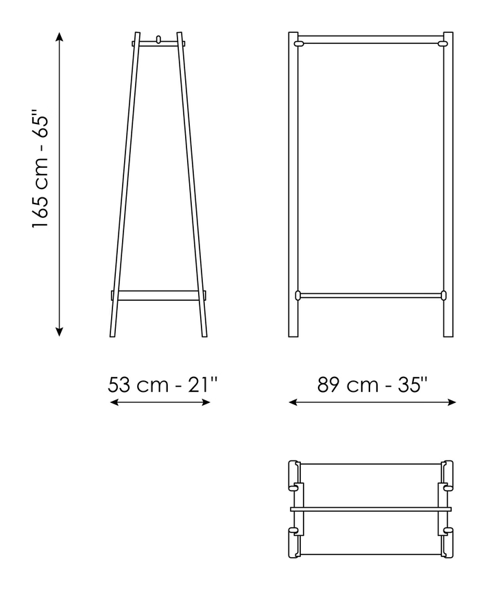 Isola Clothes Hanger by Bonaldo, size drawing
