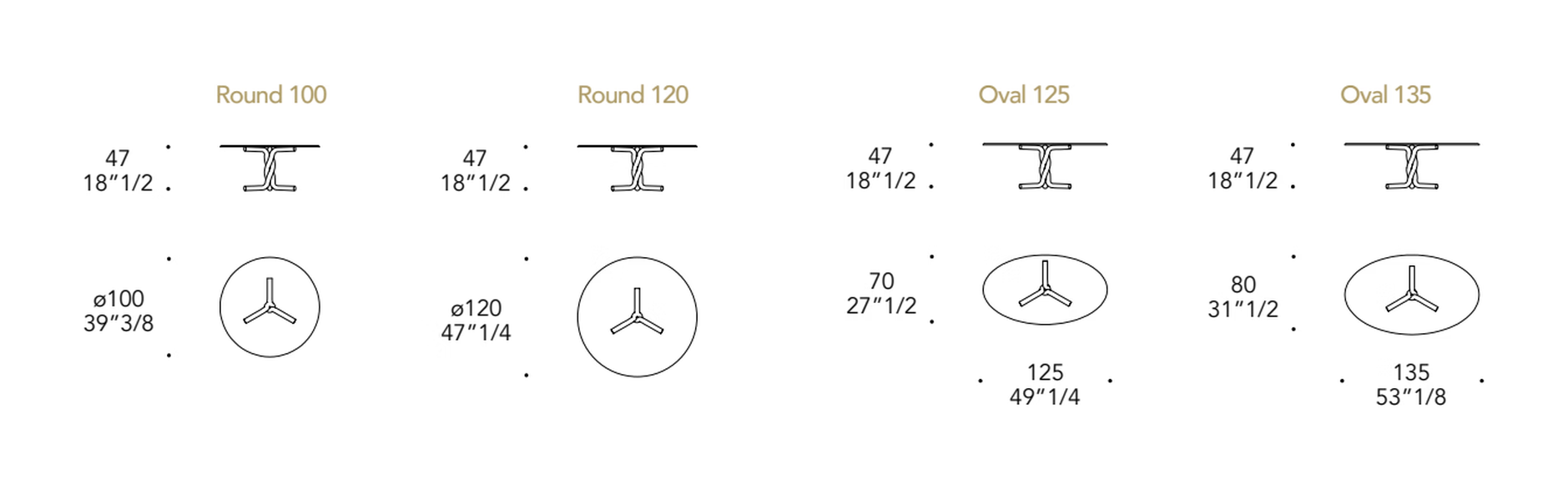 Torsades 40 Coffee Table by Reflex, size drawing