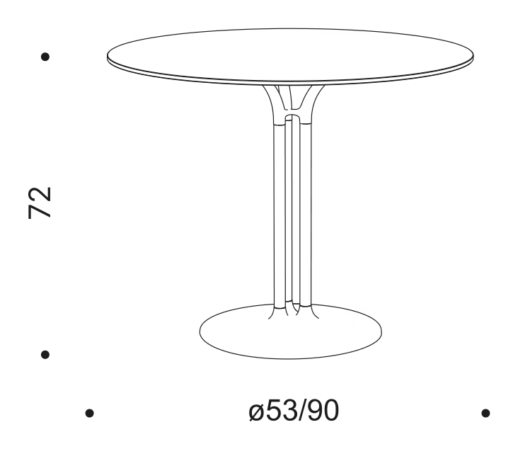 Pip-E Small Table by Driade, size drawing