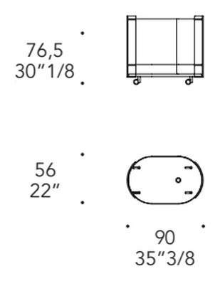 9000 Bar Cart by Reflex, size drawing